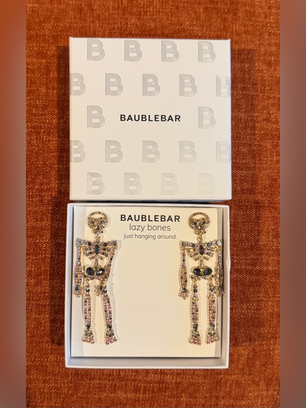 BaubleBar Gold-Tone Skeleton “lazy bones” Drop Earrings